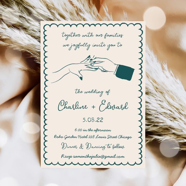 Invitation Mariage d'écriture manuscrite de dessin amusant ti (Créateur téléchargé)