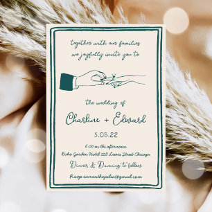 Invitation Mariage d'écriture manuscrite de dessin amusant ti