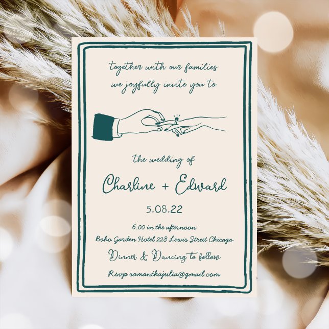 Invitation Mariage d'écriture manuscrite de dessin amusant ti (Créateur téléchargé)