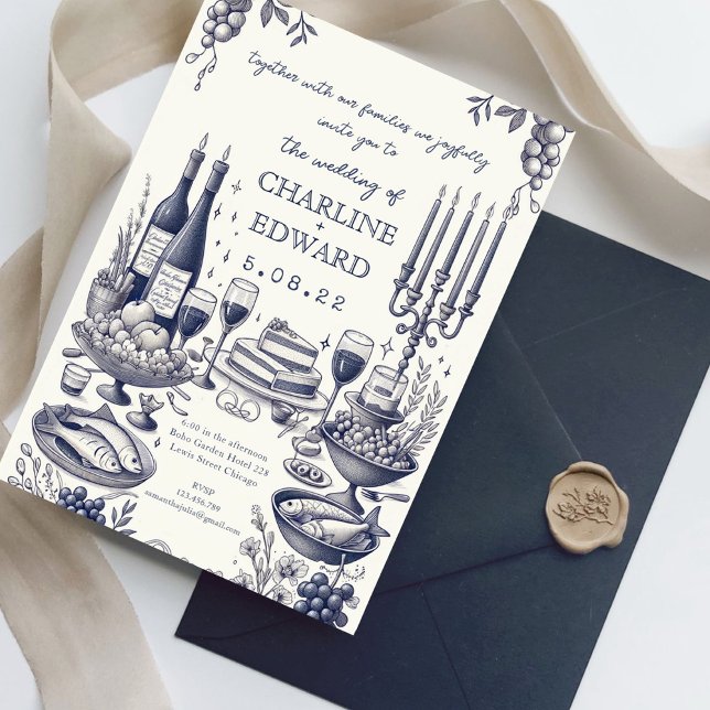 Invitation Mariage d'écriture manuscrite de dessin Vintage de (Créateur téléchargé)