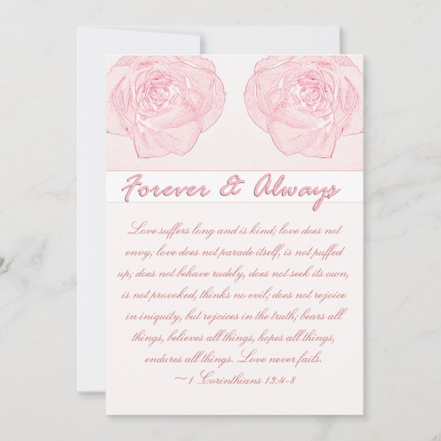 Invitation Mariage d'écriture pour toujours et toujours Rose (Devant)