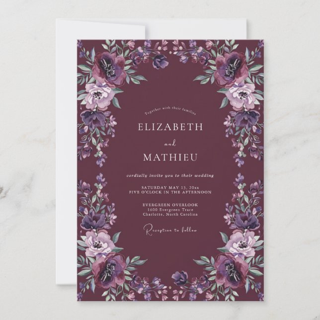 Invitation Mariage Deep Amethyst Dahlia (Devant)