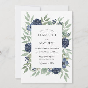 Invitation Mariage Deep Indigo Rose