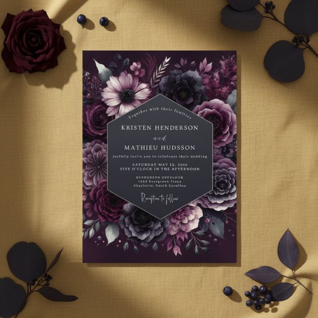 Invitation Mariage Deep Plum Moody Bloom (Créateur téléchargé)