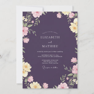 Invitation Mariage Deep Plum Peony