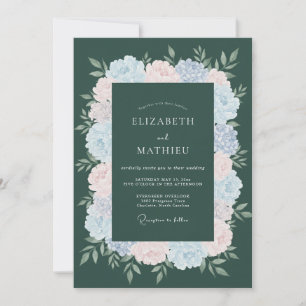 Invitation Mariage Deep Teal Blossom