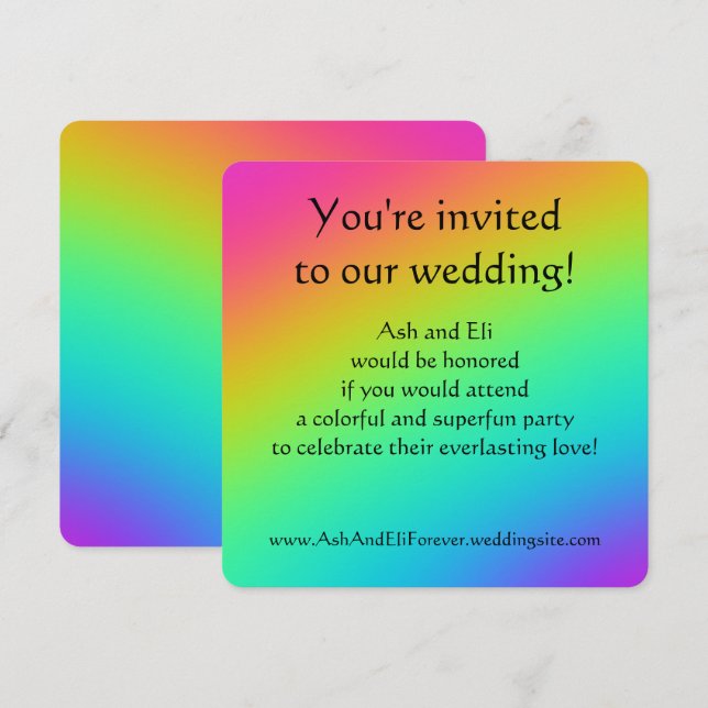 Invitation Mariage Dégradé Arc-en-Ciel Lumineux (Devant / Derrière)
