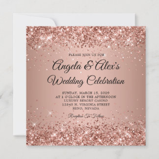 Invitation Mariage dégradé or rose scintillant