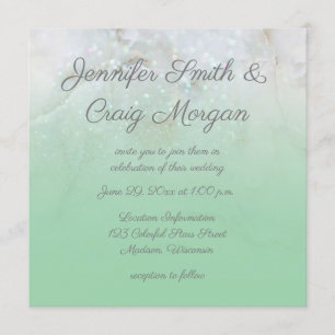Invitation Mariage dégradé vert menthe Marbre scintillant
