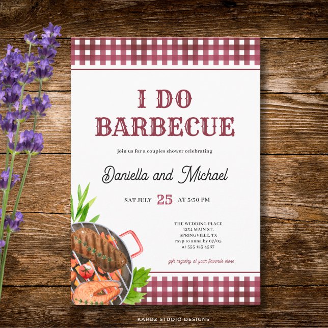 Invitation Mariage Dégustation Barbecue Rustique Décontracté (The front of the invitation is shown at a 5x7 inch size. Choose size, paper, + corner style.)