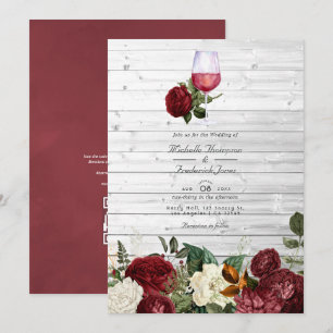 Invitation Mariage dégustation de vin avec code QR floral Bou
