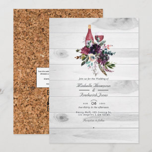 Invitation Mariage dégustation de vin QR Code RSVP Bohème rus