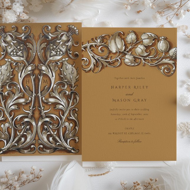 Invitation Mariage d'élégance crème Art nouveau (Créateur téléchargé)