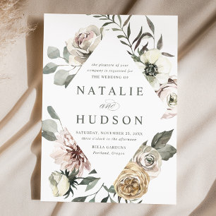Invitation Mariage délicat à cadre floral hivernal