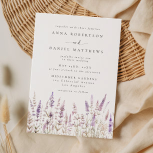 Invitation Mariage délicat à l'aquarelle lavande