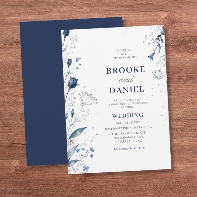 Invitation Mariage délicat à paillettes d'argent sur fond de  (Créateur téléchargé)