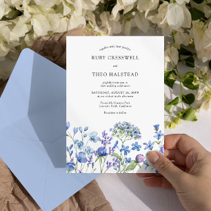 Invitation Mariage délicat aux fleurs sauvages de pervenche