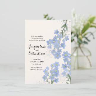 Invitation Mariage Délicat Bleu Ne m'oubliez pas