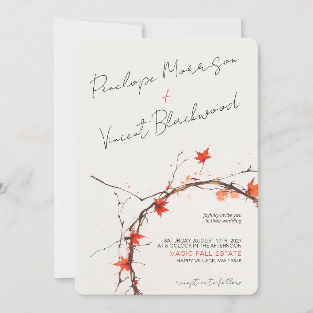 Invitation Mariage Délicat d'Automne (Devant)