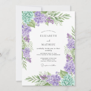 Invitation Mariage Délicat de Printemps à la Lavande et au Mi