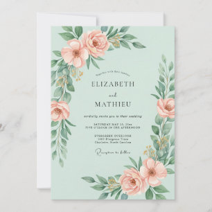 Invitation Mariage Délicat de Printemps à la Menthe