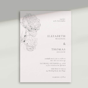 Invitation Mariage délicat Peonies Enk Soft Rose Élégant