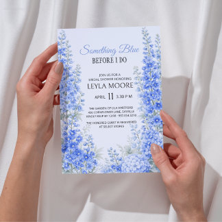 Invitation Mariage Delphinium Bleu Enterrement de Vie de Jeun