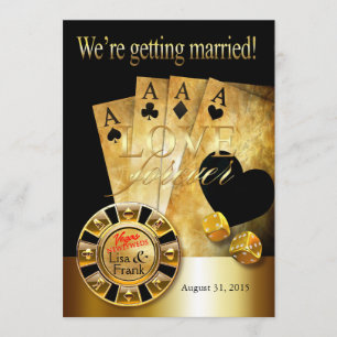Invitation Mariage Deluxe à Las Vegas   or noir