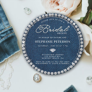 Invitation Mariage Denim Diamonds Cercle Fête des mariées uni