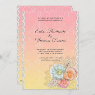 Invitation Mariage Dentelle Et Fleurs