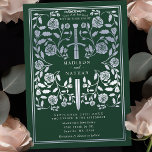 Invitation Mariage d'épée médiévale verte<br><div class="desc">Entrez dans un conte de romance et de légende ! Ces invitations à un mariage d'imaginaire médiéval sont accompagnées d'une épée royale entrecoupée de fleurs d'argent sur un fond vert riche. Elles sont parfaites pour les couples à la recherche d'une touche enchanteresse et intemporelle pour leur journée spéciale. Notez que...</div>