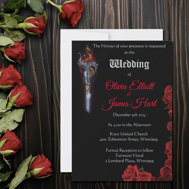 Invitation Mariage d'épée Rose Red Dragon (Créateur téléchargé)