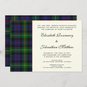 Invitation Mariage d'époque, Motif Tartan Farquharson