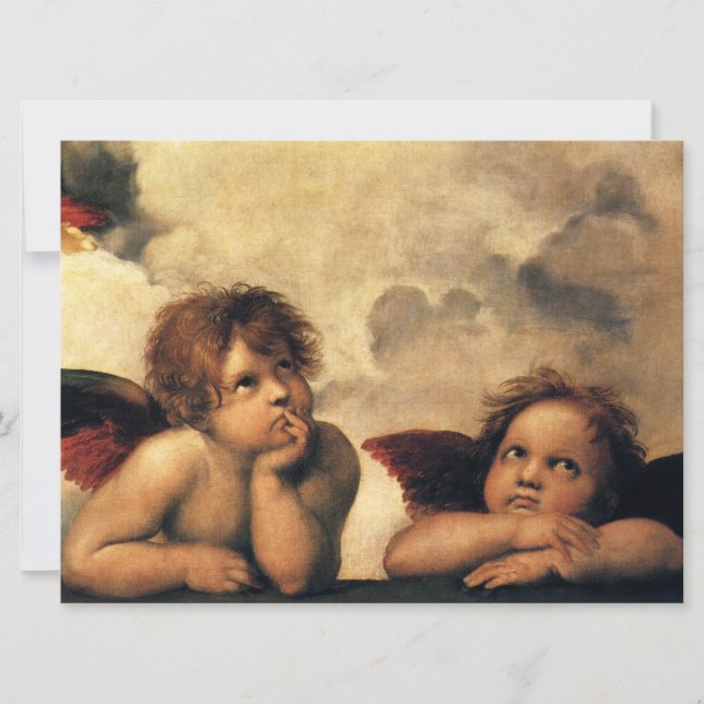 Invitation Mariage des Anges de la Madone Sixtine de Raphaël (Devant)