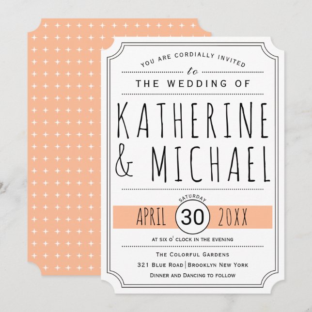 Invitation Mariage des angles inversés de la pêche à la typog (Devant / Derrière)