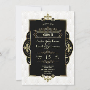Invitation Mariage des années 1920 Black Roaring