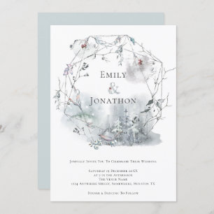 Invitation Mariage des baies d'aquarelle du feuillage d'hiver
