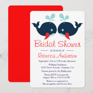 Invitation Mariage des baleines à Fêtes de l'mariée rouges de