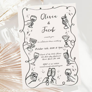 Invitation Mariage des boissons amusantes de squiggle