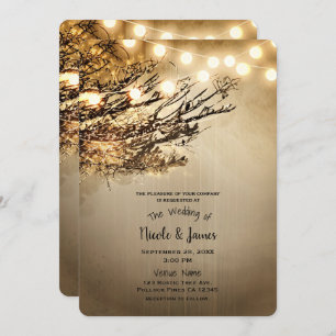 Invitation Mariage des branches et feux d'arbre rustique