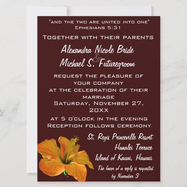 Invitation Mariage des couleurs d'automne : deux deviennent u (Devant)