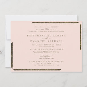 Invitation Mariage des deux parents en rose et or étincelant