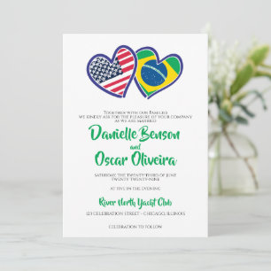 Invitation Mariage des drapeaux cardiaques brésiliens américa