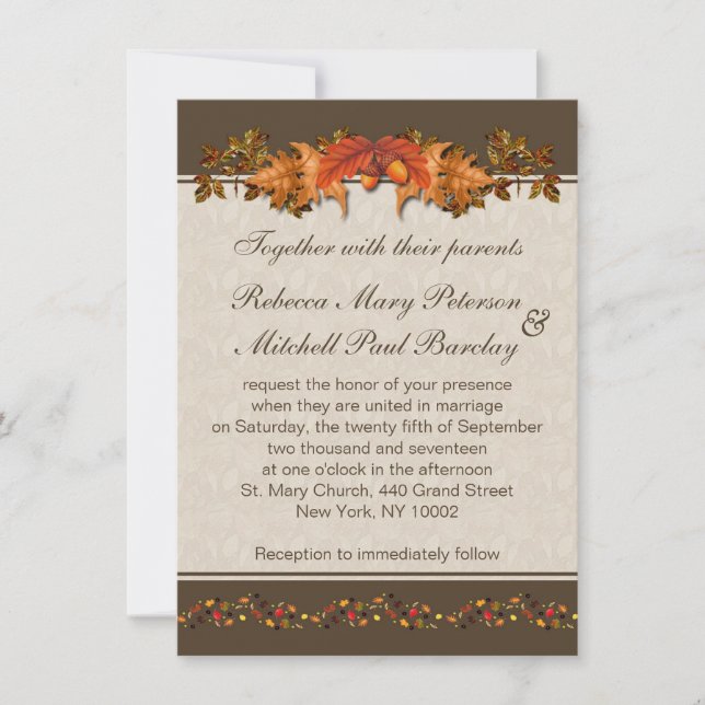 Invitation Mariage des feuilles d'Autum (Devant)