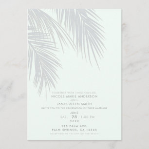 Invitation Mariage des Feuilles de palmiers tropicaux blanc e