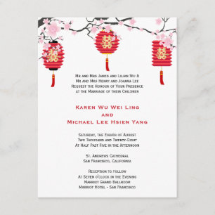 Invitation Mariage des fleurs de cerisiers et des lanternes c