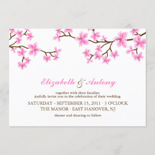 Invitation Mariage des fleurs de cerisiers roses