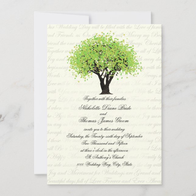 Invitation Mariage des fleurs de l'arbre vert du printemps (Devant)