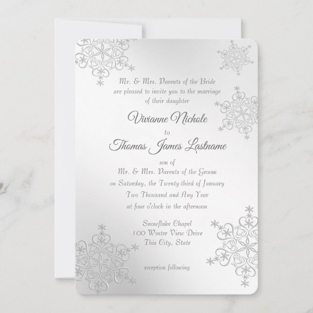Invitation Mariage des flocons d'argent (Devant)