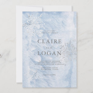 Invitation Mariage des flocons d'argent d'hiver congelés